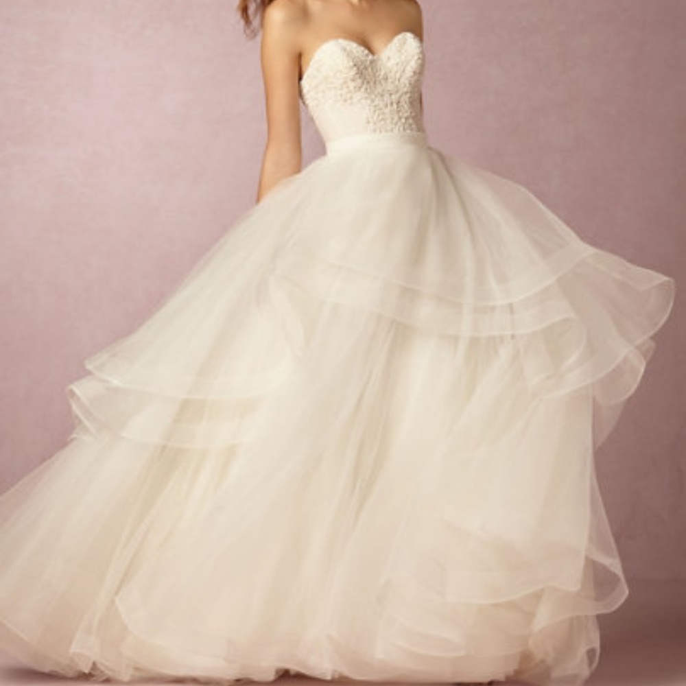 BHLDN Watters Wtoo Almira Skirt in Ivory Sz 4 NEW